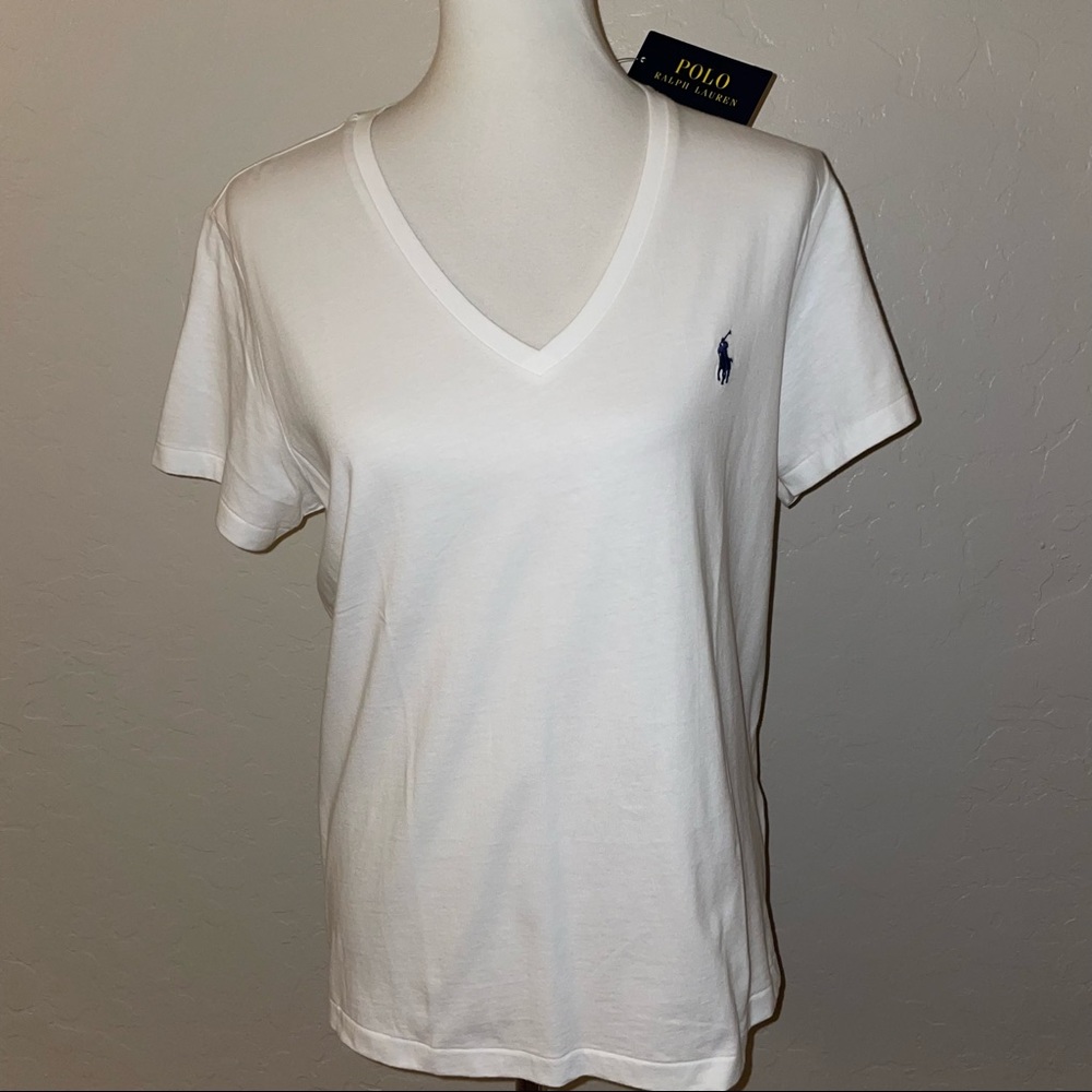 ⭐️Sold⭐️New! Polo Ralph Lauren Cotton V Neck Pony Logo T Shirt Classic White XL - Picture 6 of 13
